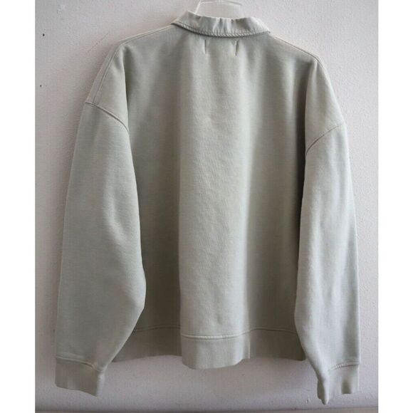 FRAME LMAC0266 Men's Sz Large Milk Beige Fleece Polo Pullover Sweatshirt - Picture 2 of 10